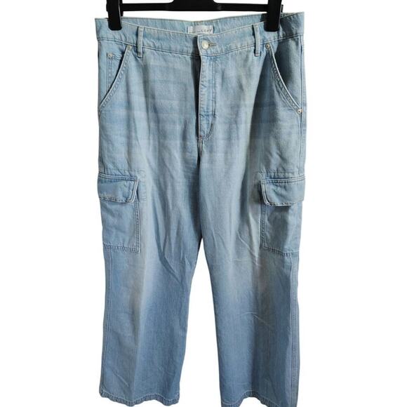 Loft The Wide Leg Cargo Jean Light wash Womens Size 31/12 - Picture 2 of 6
